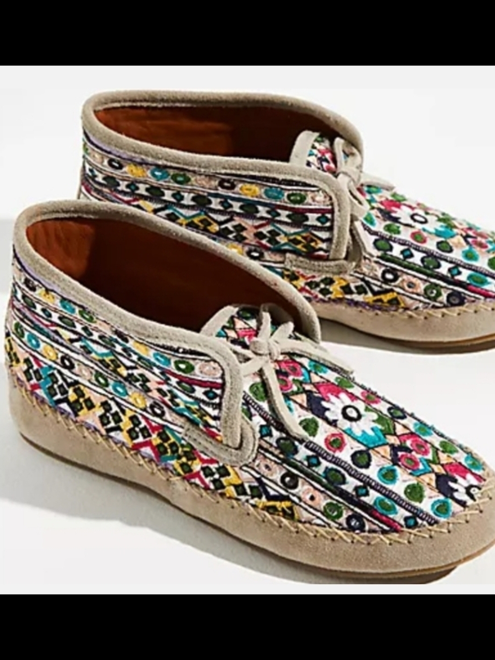 Ilani For Free People Embroidered Multicolor Moccasin Slippers Sz 38 Bohobo